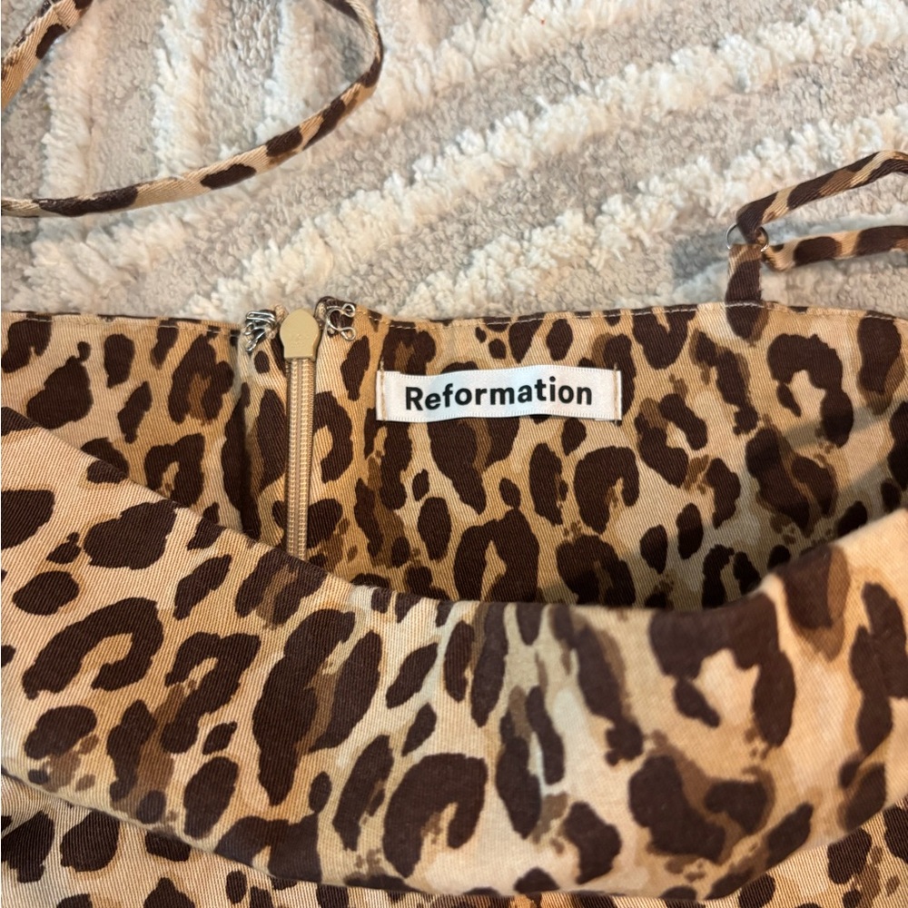 Reformation Leopard Print Mini Dress in Brown and Tan